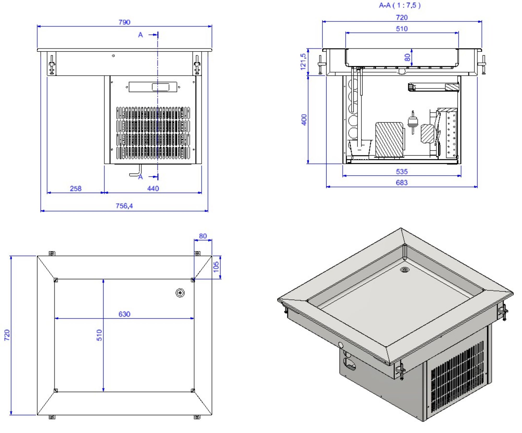 Picture of CombiSteel Drop-In Refrigerated Unit 2/1 - 80MM