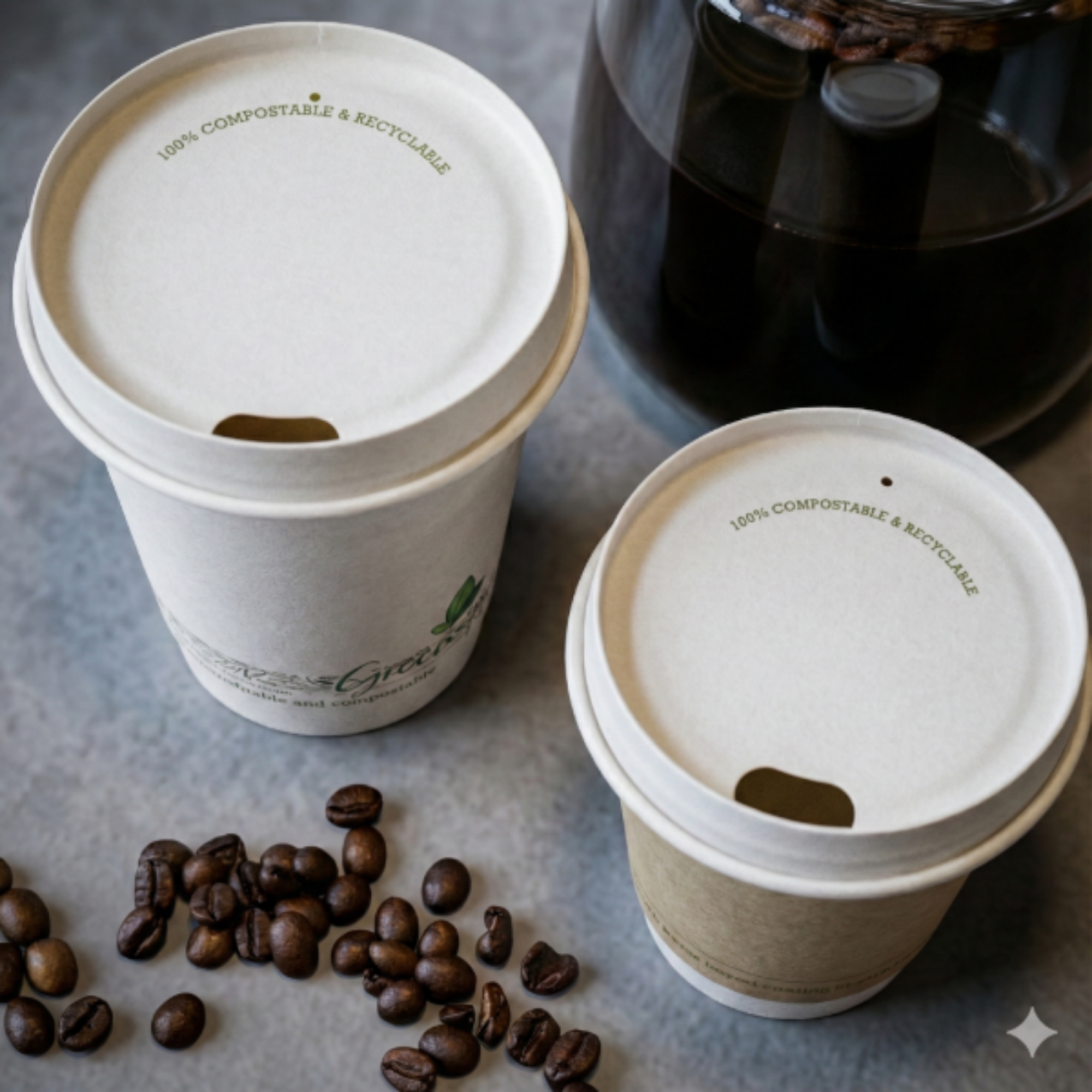 Picture of NEW 80mm Greenspirit Aqueous Paper Hot Cup Lids (8oz) (20x50)