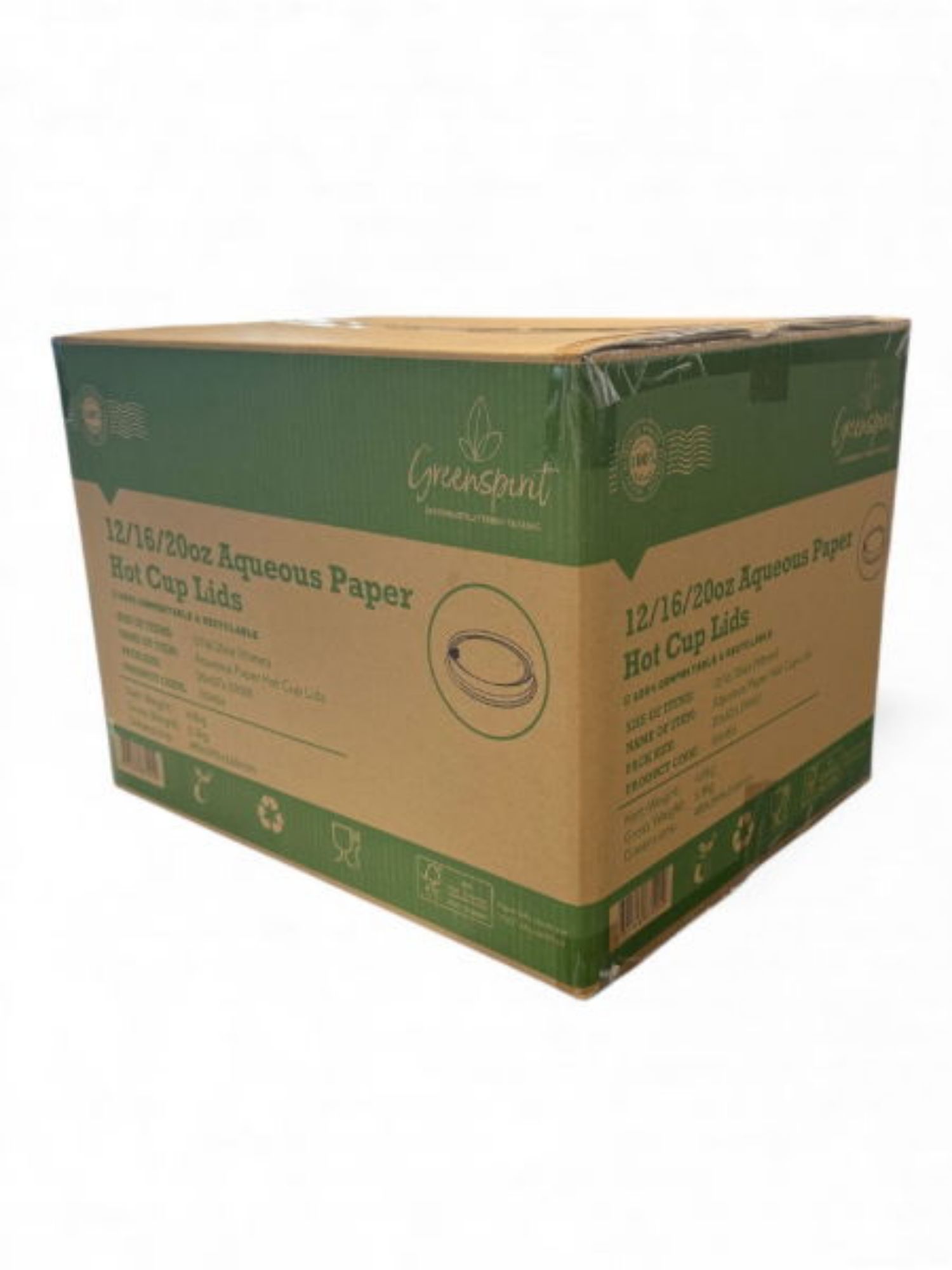 Picture of NEW 80mm Greenspirit Aqueous Paper Hot Cup Lids (8oz) (20x50)