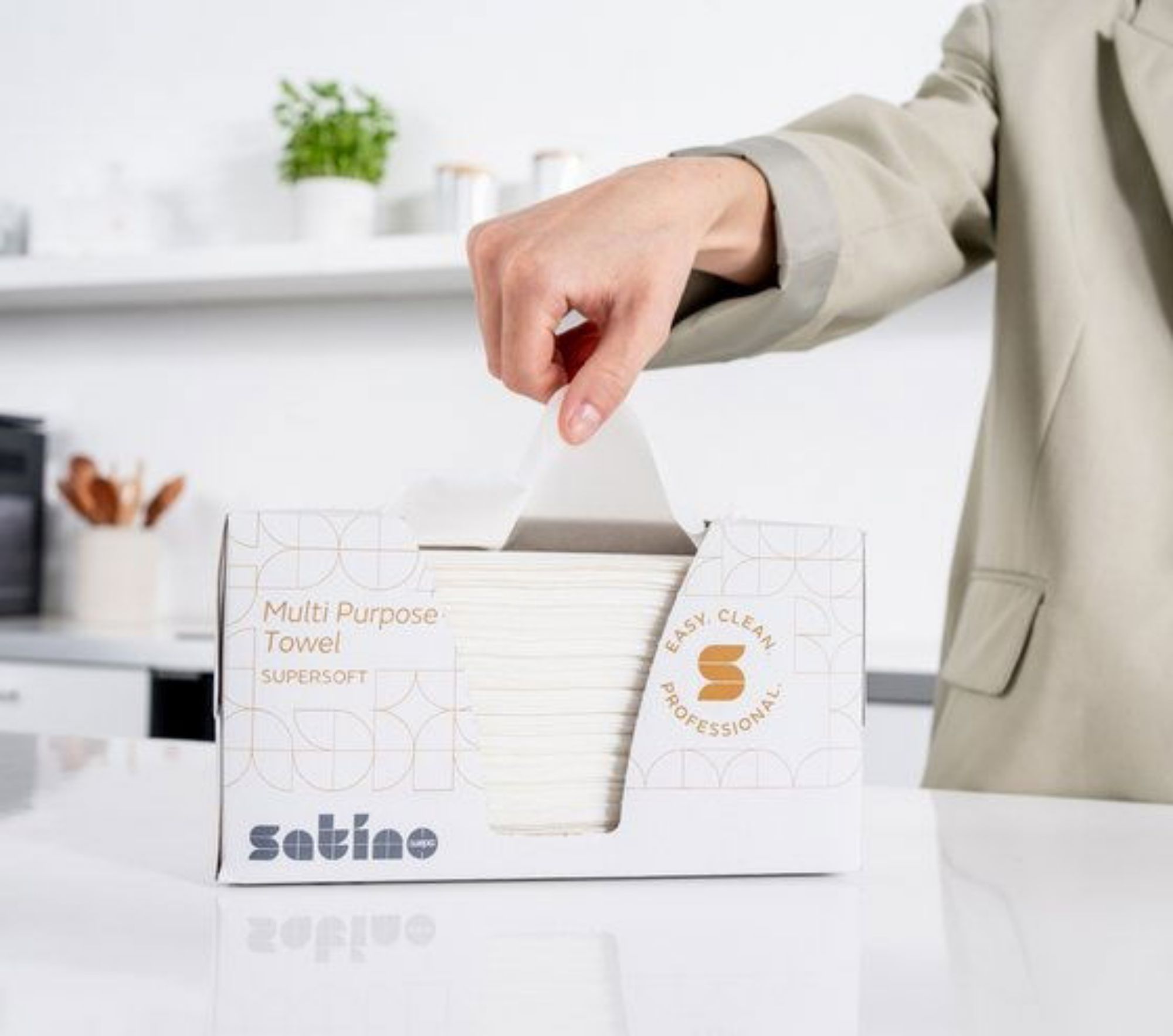 Picture of 2ply Satino 22x21cm Multi-Purpose Hand Towel Box (15x200)