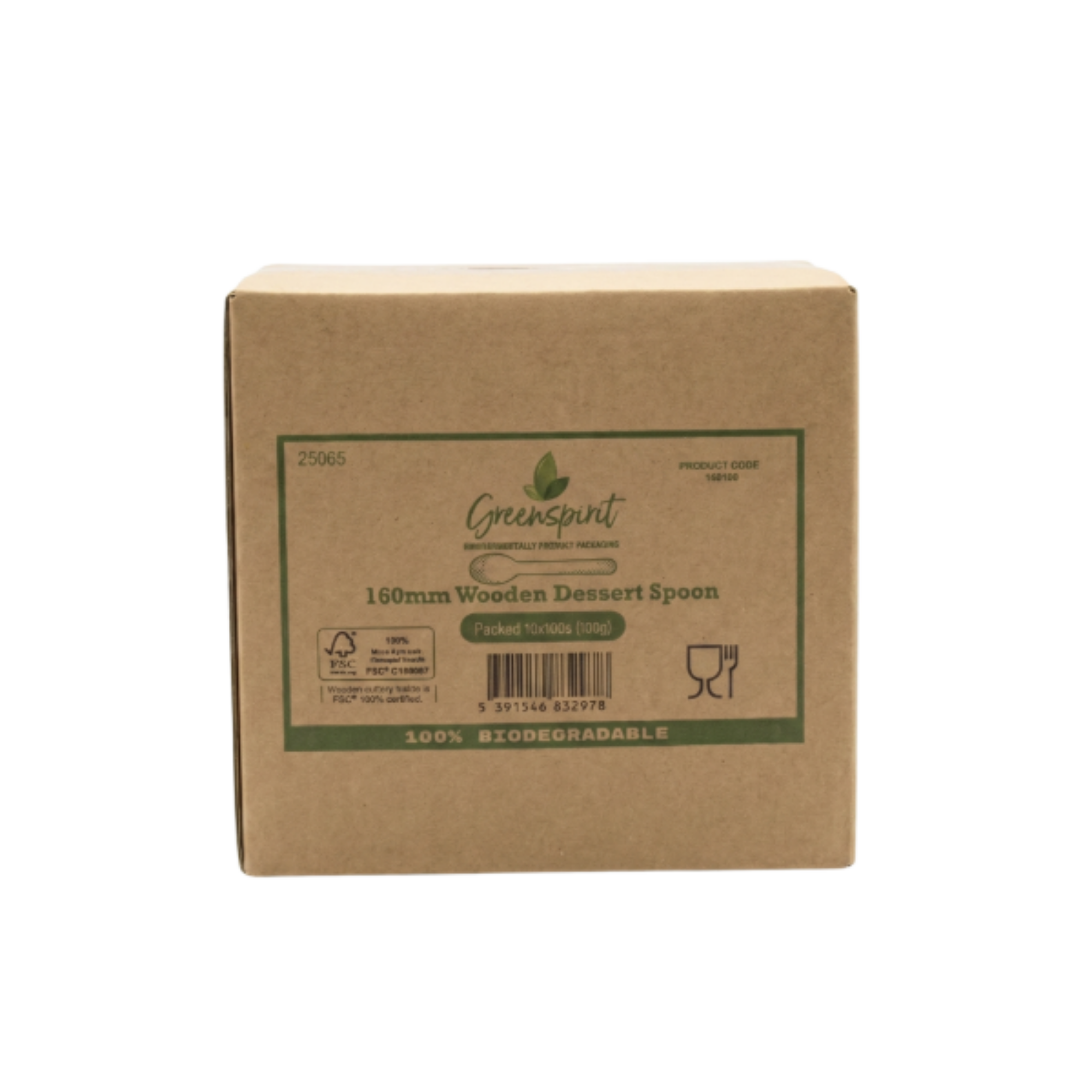 Picture of 160mm Greenspirit Wooden Dessert Spoon (10x100)