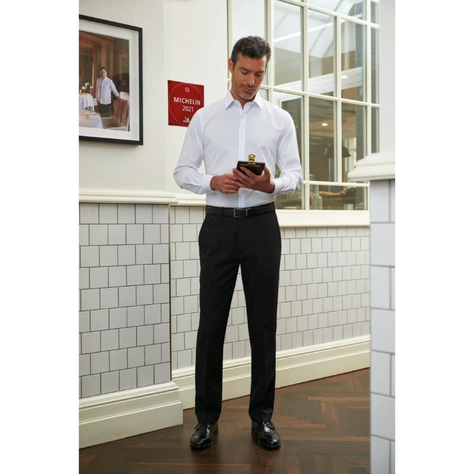 Picture of Brook Taverner Mens Mars Short Leg Black Waiting Trousers Size 46"