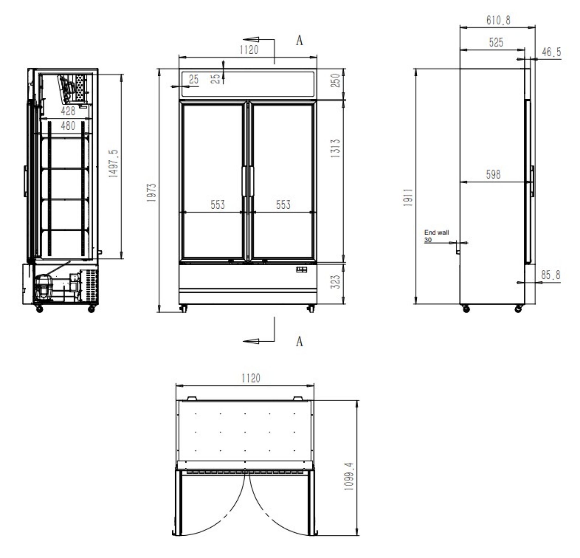 Picture of Polar U-Series Ventilated 2 Door Counter Fridge