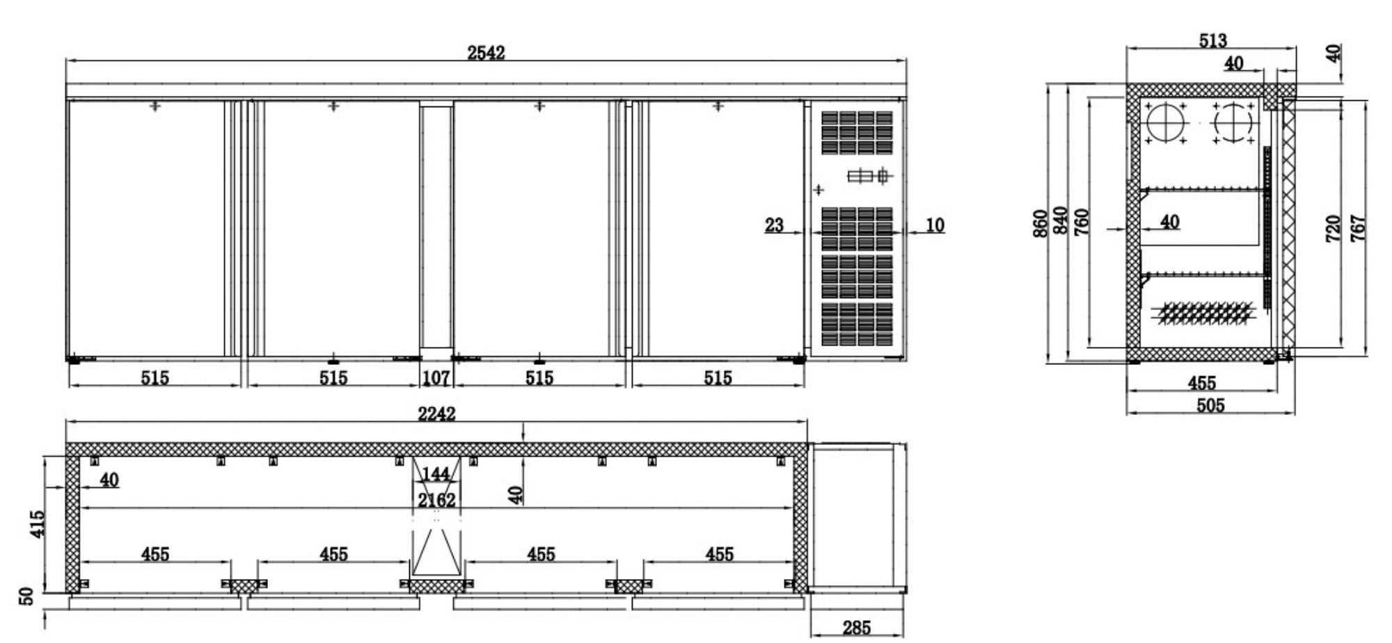 Picture of Polar U-Series Double Door Pizza Counter with Granite Top and Dough Drawers 290Ltr