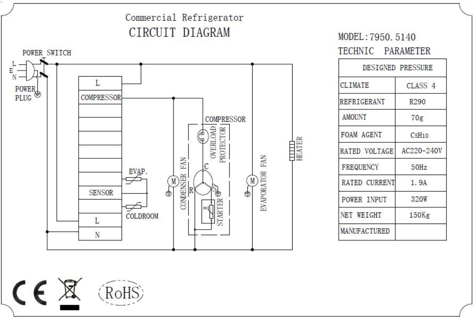 Picture of Polar U-Series GN Saladette Counter with Square Sneeze Guard 4 Door