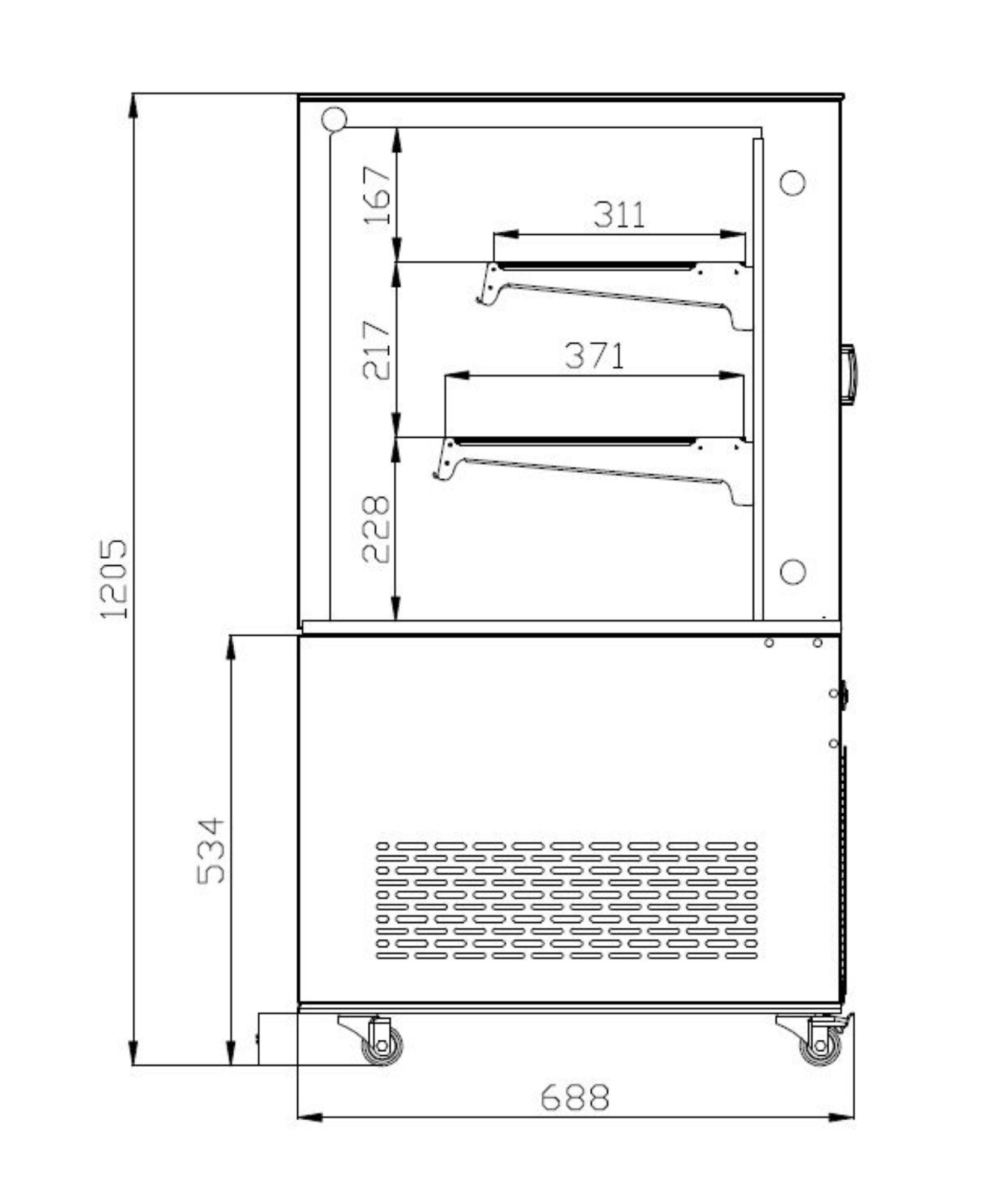 Picture of Polar U-Series GN Saladette Counter with Square Sneeze Guard 4 Door