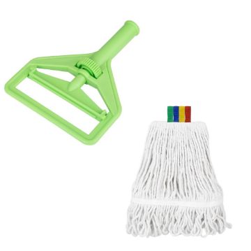Picture of Jantex Connect Wide Kentucky Cotton Mop Head Green 400g