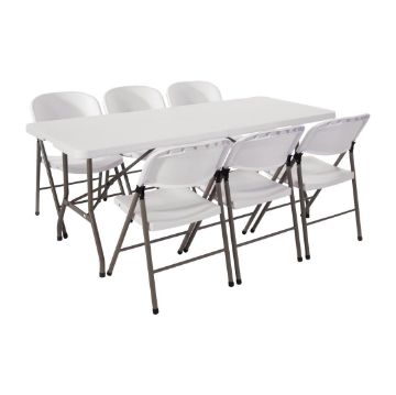 Picture of Special Offer Bolero PE Centre Folding Table 6ft with Six Folding Chairs