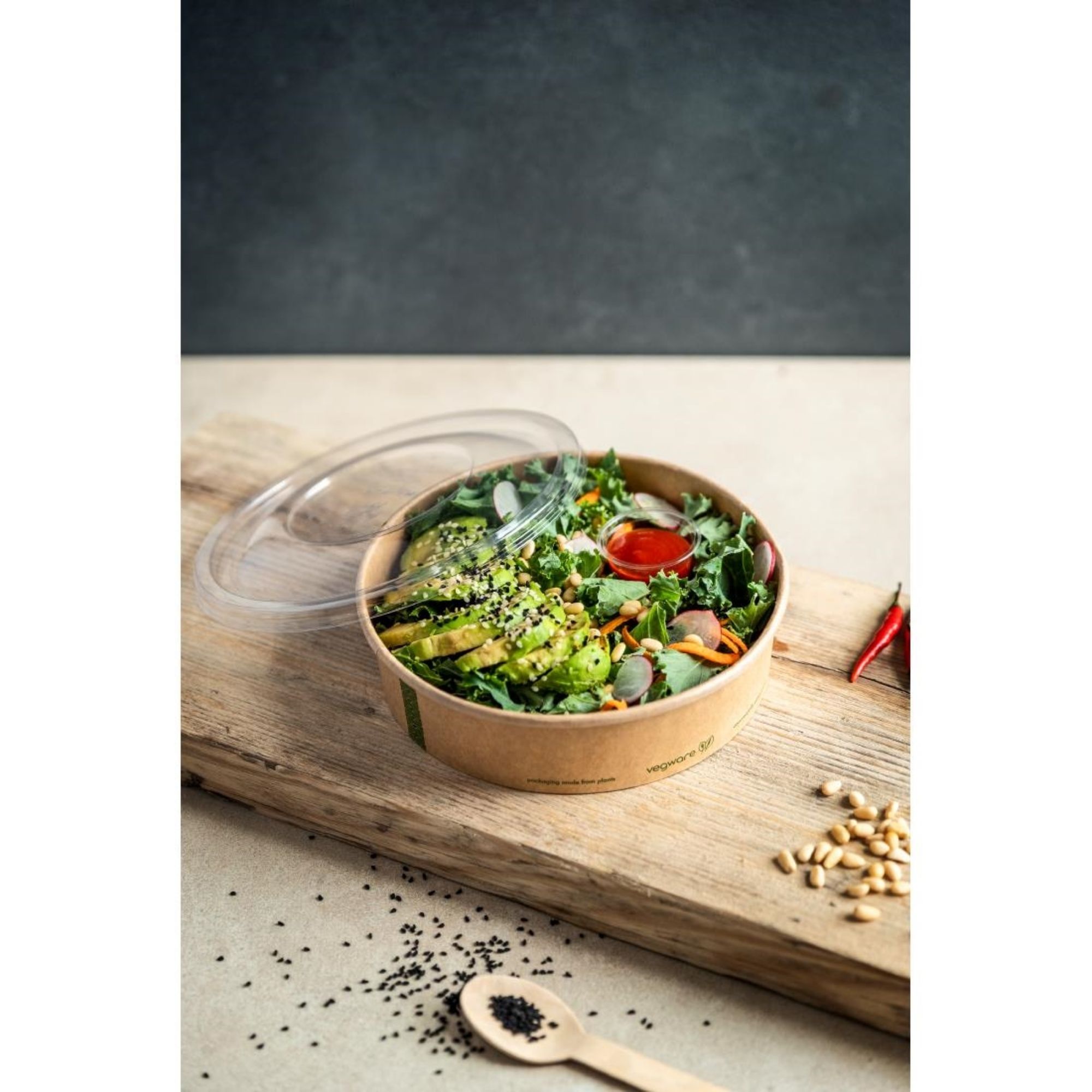 Picture of Vegware 185-Series Bon Appetit Kraft Food Bowls 26oz (300 Pack)