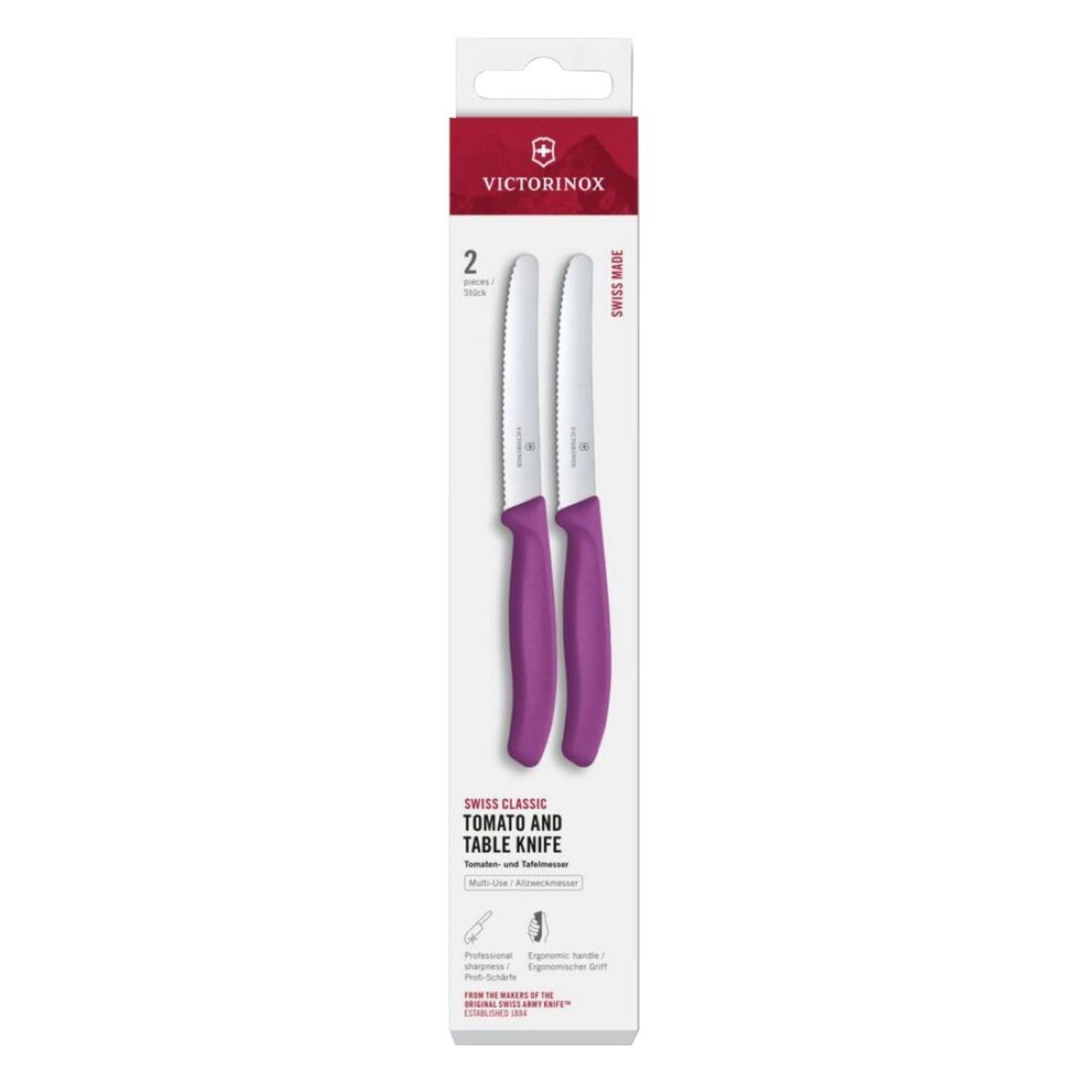 Picture of Victorinox Swiss Classic Tomato & Table Knife Wavy Purple 11cm (2 Pack)