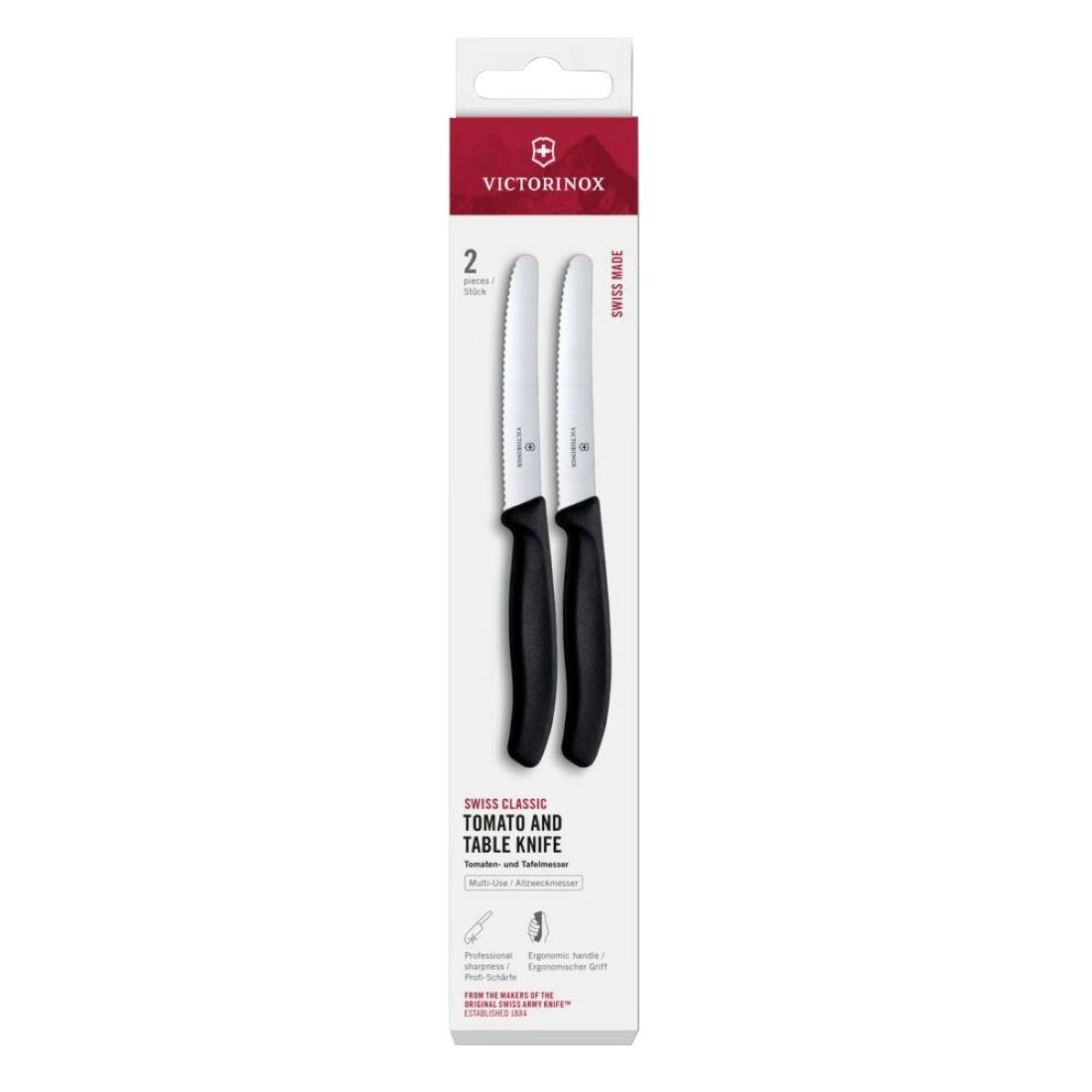 Picture of Victorinox Swiss Classic Tomato & Table Knife Wavy Black 11cm (2 Pack)