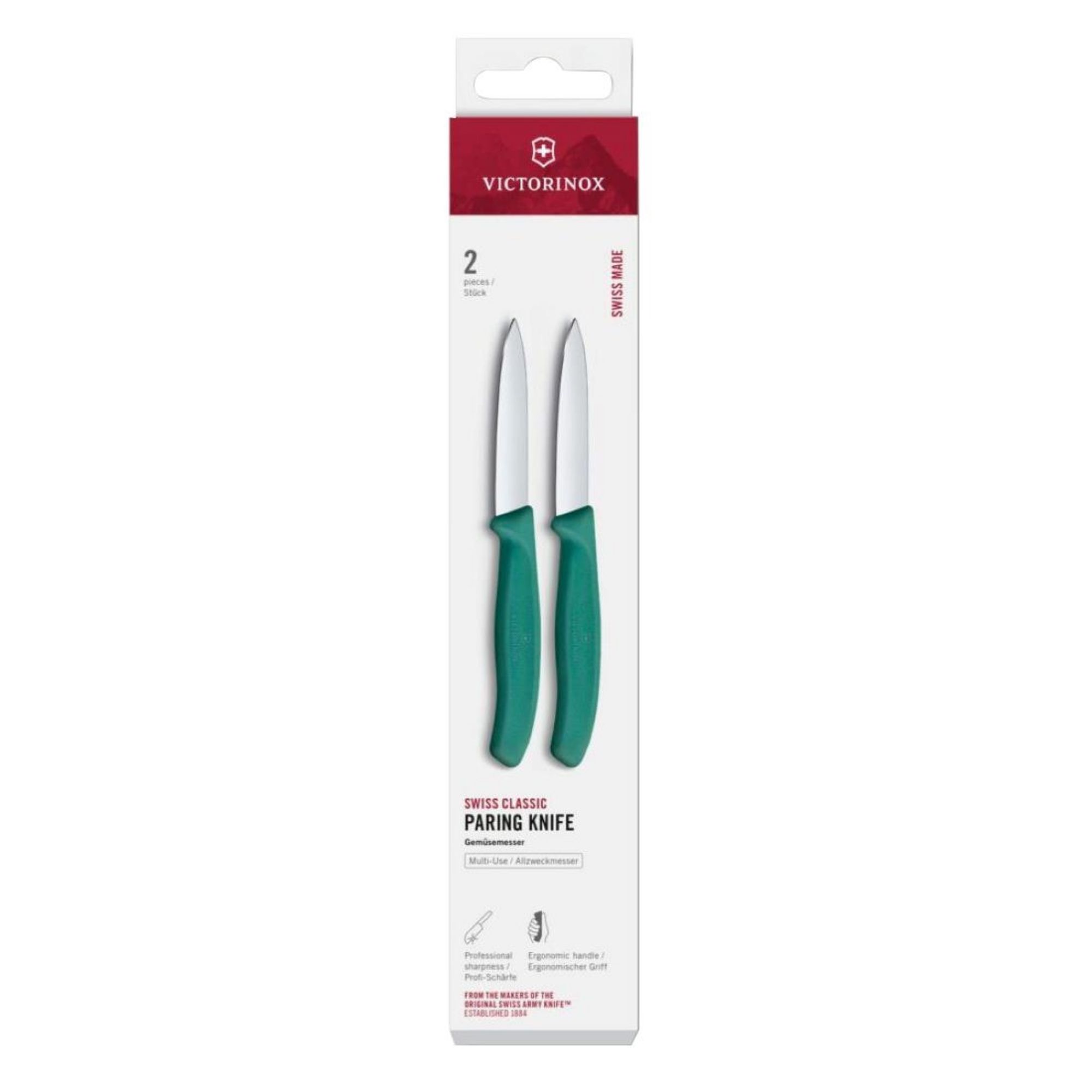 Picture of Victorinox Swiss Classic Paring Knife Straight Pointed Green 8cm (2 Pack)