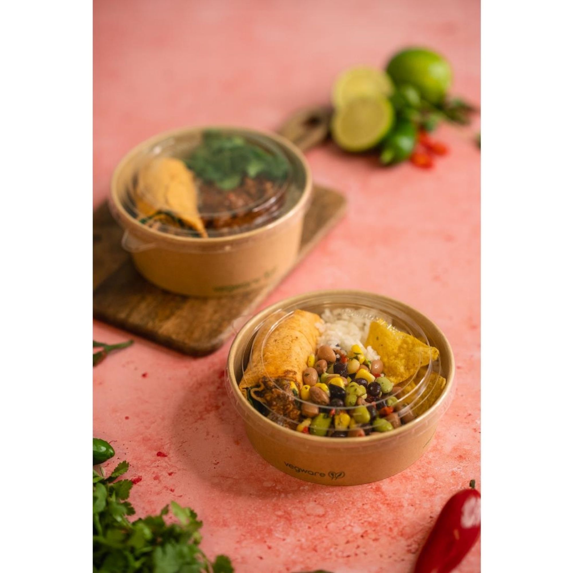 Picture of Vegware Round Food Containers Kraft 150-Series 750ml (300 Pack)