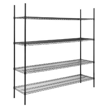 Picture of Nisbets Essentials Flat Pack 4 Shelf Unit Black Epoxy Coated 1830x1820x460mm