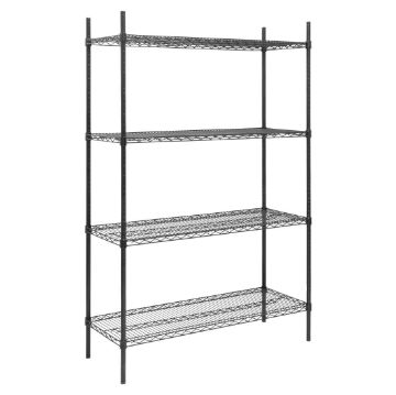 Picture of Nisbets Essentials Flat Pack 4 Shelf Unit Black Epoxy Coated 1830x1220x460mm