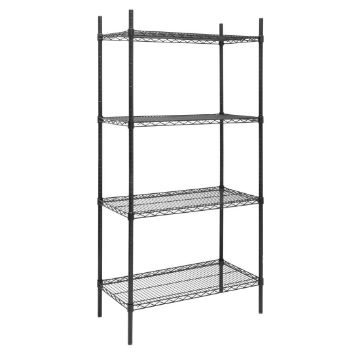 Picture of Nisbets Essentials Flat Pack 4 Shelf Unit Black Epoxy Coated 1830x910x460mm