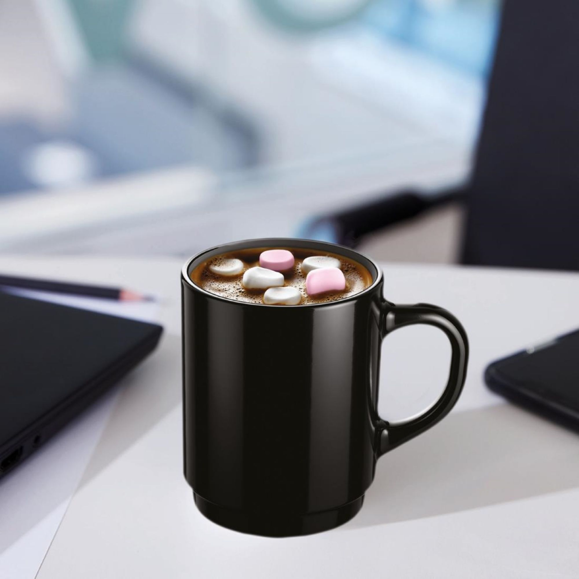 Picture of Arcoroc Opal Stackable Mugs Black 250ml (6 Pack)