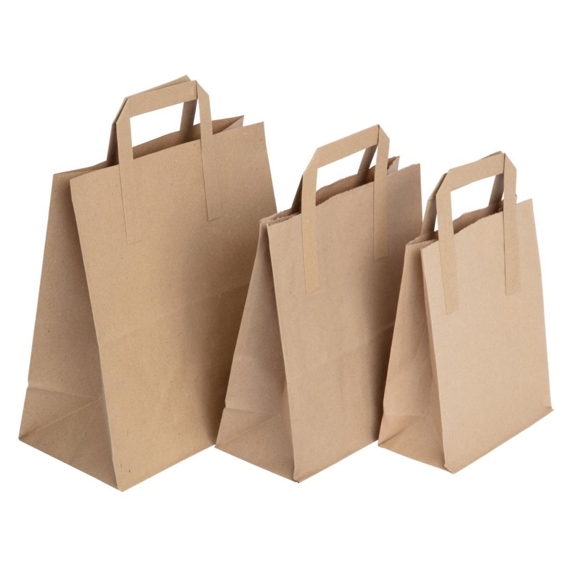 Picture of Fiesta Recyclable Flat Handle Brown Paper Bags Small (250 Pack)
