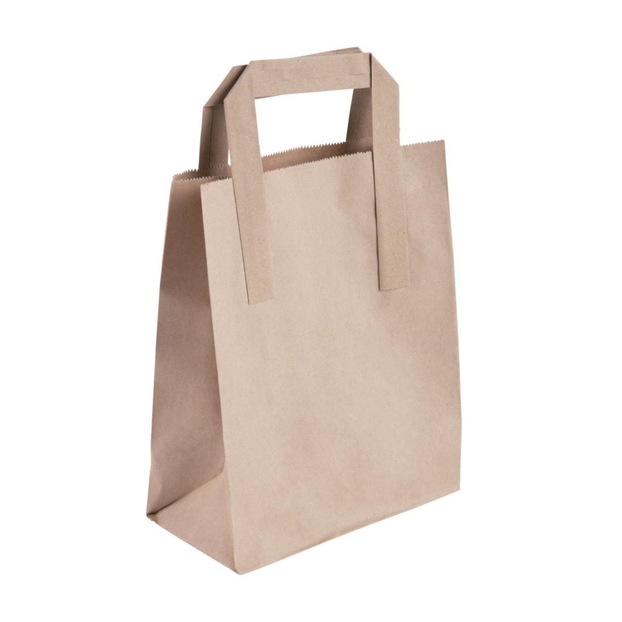 Picture of Fiesta Recyclable Flat Handle Brown Paper Bags Small (250 Pack)