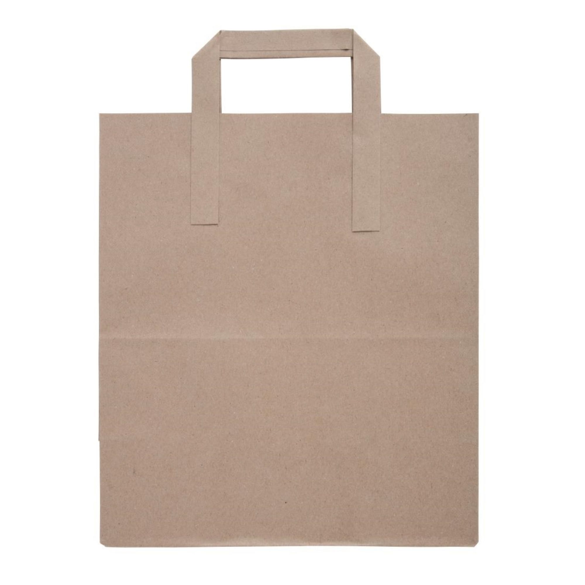 Picture of Fiesta Recyclable Flat Handle Brown Paper Bags Large (250 Pack)