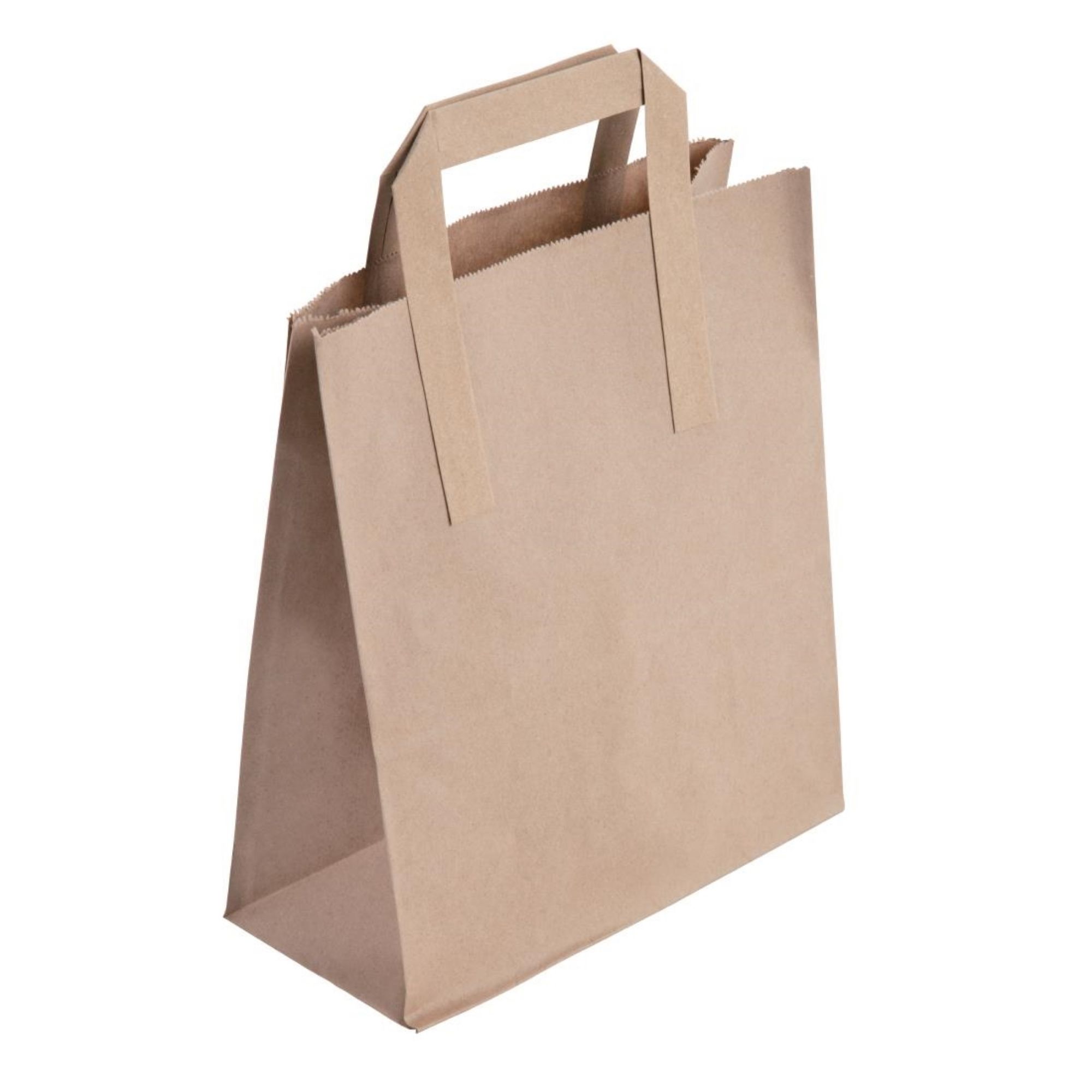 Picture of Fiesta Recyclable Flat Handle Brown Paper Bags Medium (250 Pack)