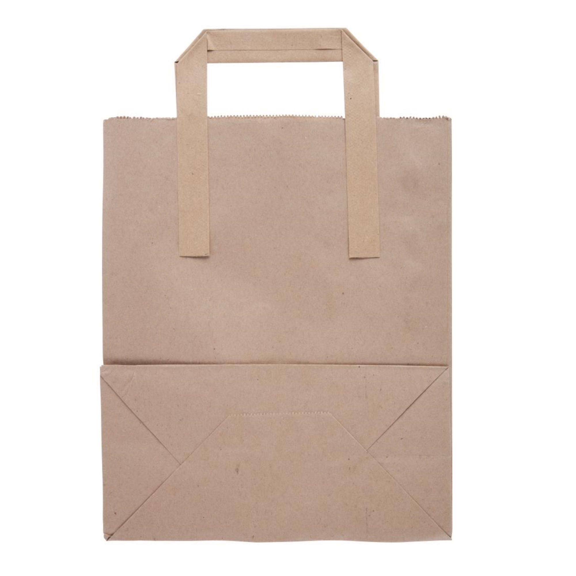 Picture of Fiesta Recyclable Flat Handle Brown Paper Bags Medium (250 Pack)