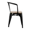 Picture of Bolero Bistro Curve Armchairs with Wooden Seat Pad Black (4 Pack)