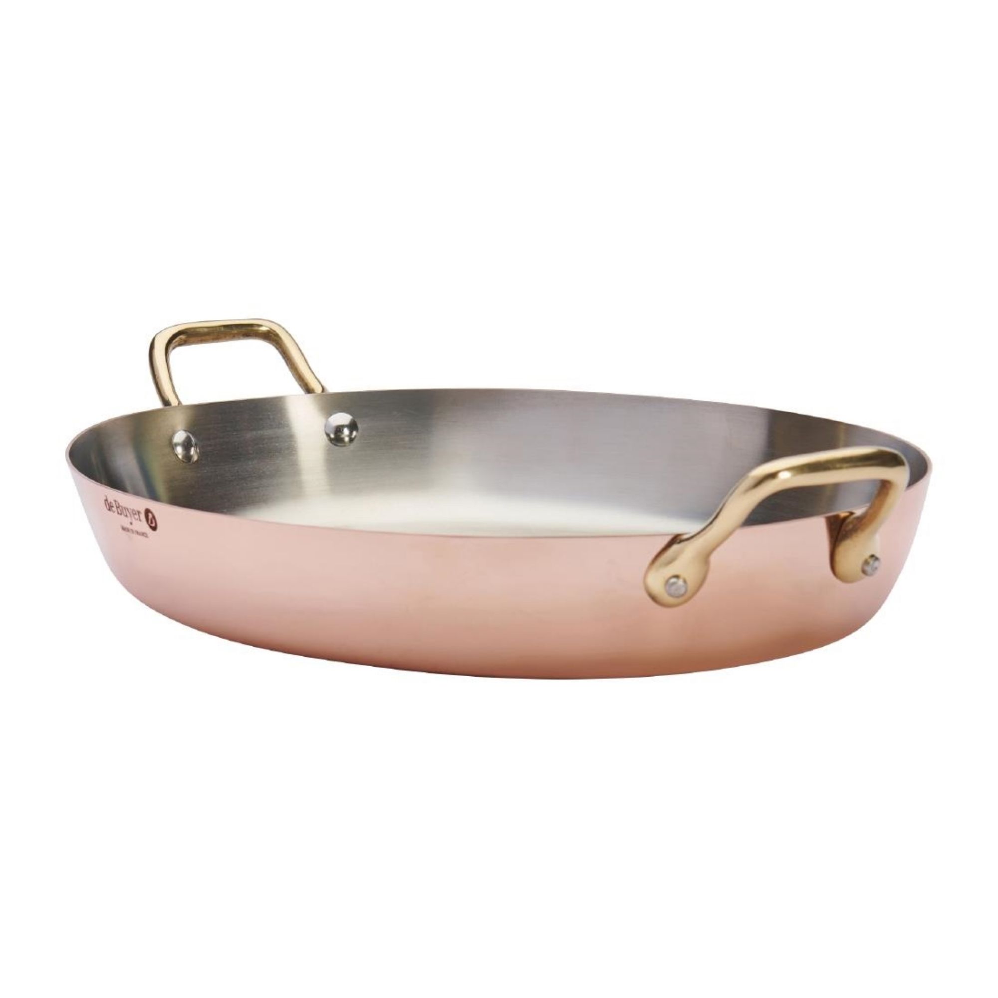 Picture of De Buyer Inocuivre Oval Dish with Brass Handles 36cm