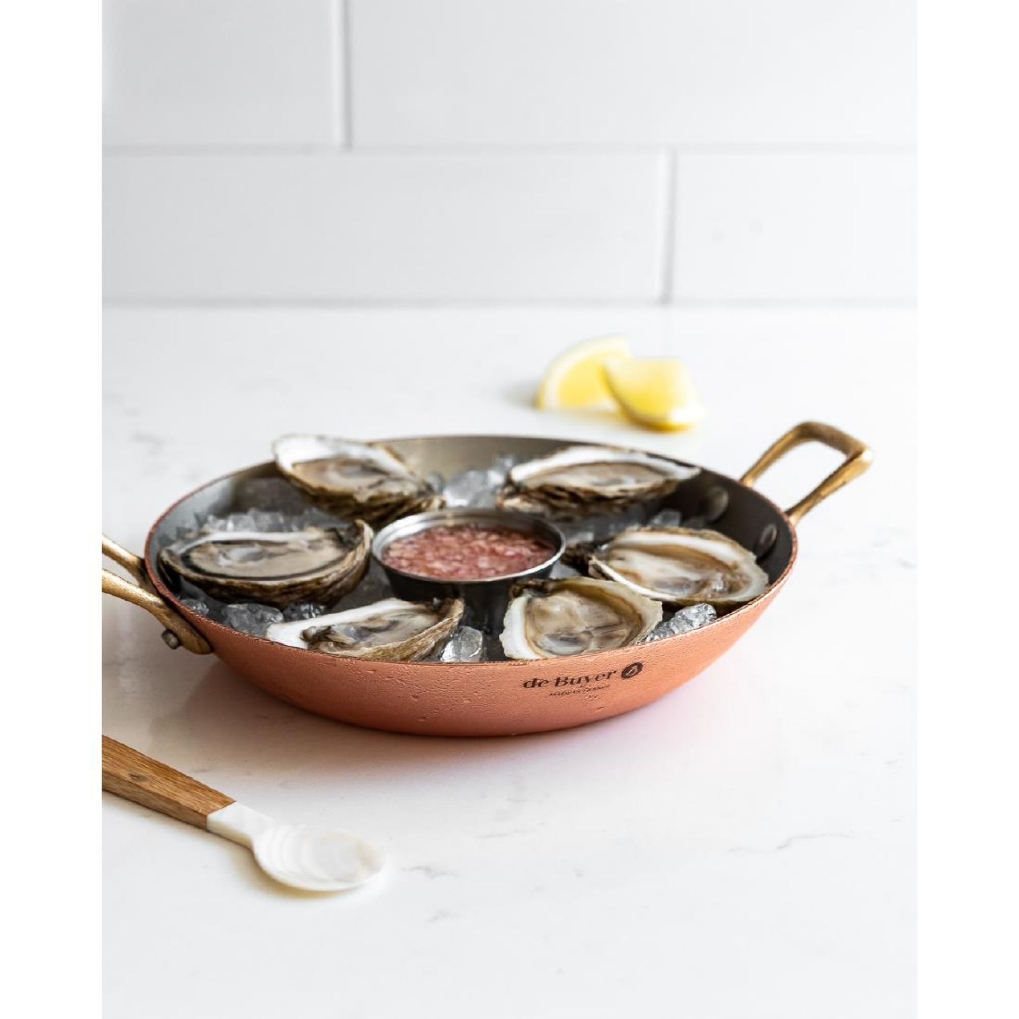 Picture of De Buyer Inocuivre Round Dish with Brass Handles 12cm