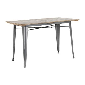Picture of Bolero Bistro Dining Table Slatted Mango Wood Top Gunmetal 1200mm