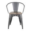 Picture of Bolero Bistro Curve Armchairs with Wooden Seat Pad Gunmetal (4 Pack)
