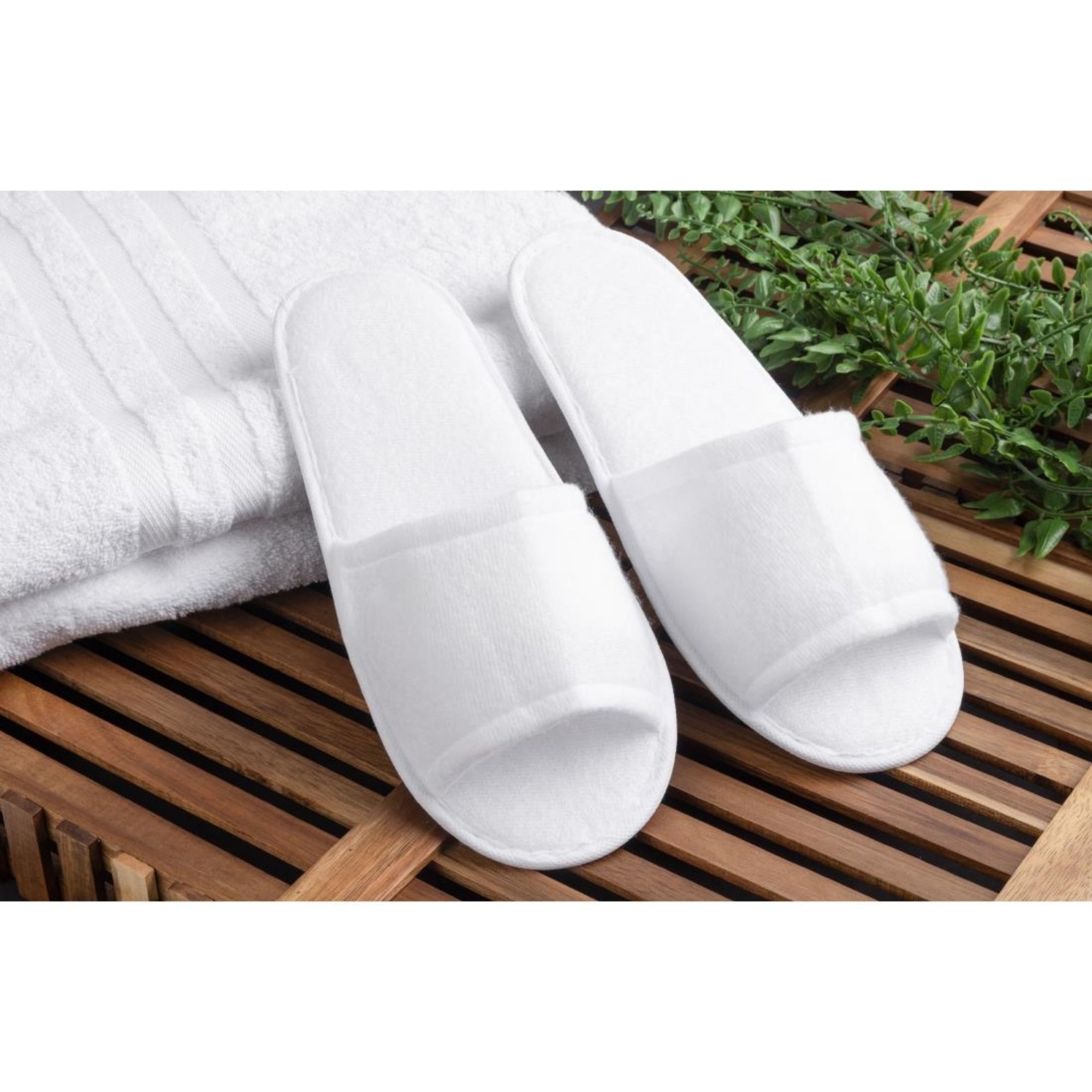 Picture of Mitre Essentials Slipperlite Open Toe Slippers White