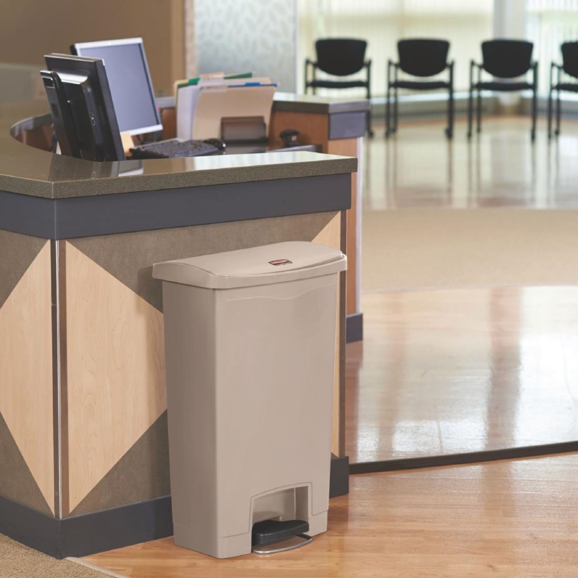 Picture of Rubbermaid Slim Jim Step-On Pedal Bin Beige 50Ltr