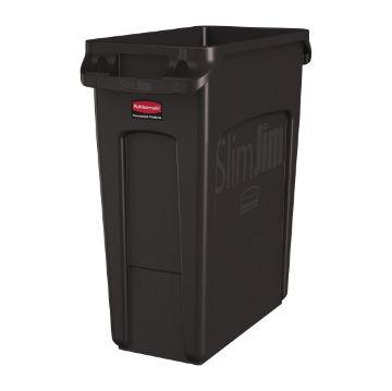 Picture of Rubbermaid Slim Jim Bin with Venting Channels Brown 60Ltr