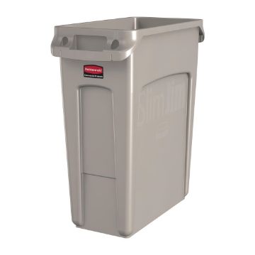 Picture of Rubbermaid Slim Jim Bin with Venting Channels Beige 60Ltr