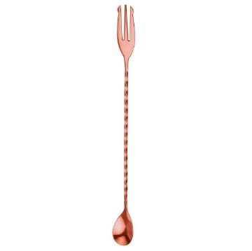 Picture of Beaumont Mezclar Cocktail Spoon With Fork Copper
