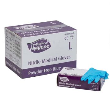 Picture of Professional Hygiene Blue Powder Free Nitrile Gloves-S/M/L/XL