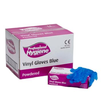 Picture of Vinyl Blue Powdered Medium Gloves X1000