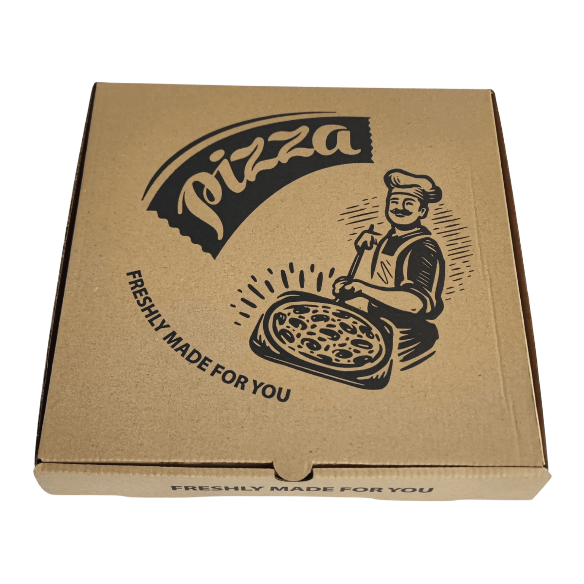 Picture of 7" Pizza Box Kraft Brown with Black Stock Design