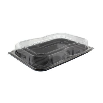 Picture of 18" Black Base Platter & Clear Rectangular Domed Lid Combo