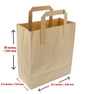 Picture of Brown Kraft Paper Bag with Paper Tape Handles  8.5"x13"x10"