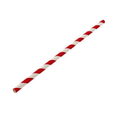 Picture of Leafware Red Stripe Paper Straw 200x6mm