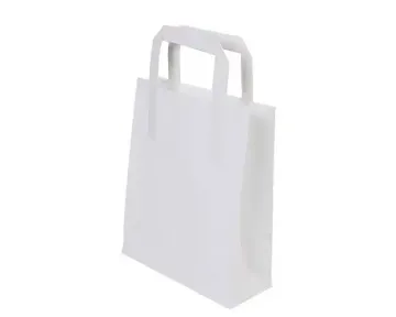 Picture of 8.5x13x10 White Kraft Paper Bag with Paper Tape Handles