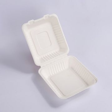 Picture of Leafware Sugarcane Clamshell Food Box 9x9"