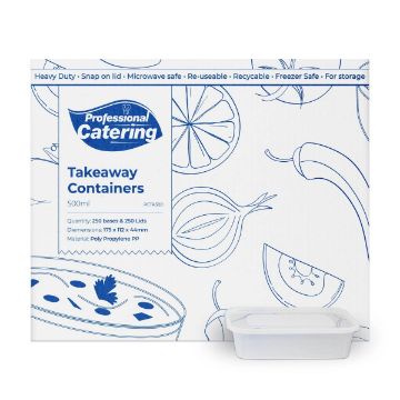 Picture of Heavy Weight Rectangular Container with Lids 500 ml