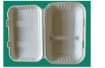 Picture of Leafware Sugarcane 2 Compartment Clamshell Food Box 9"x6"