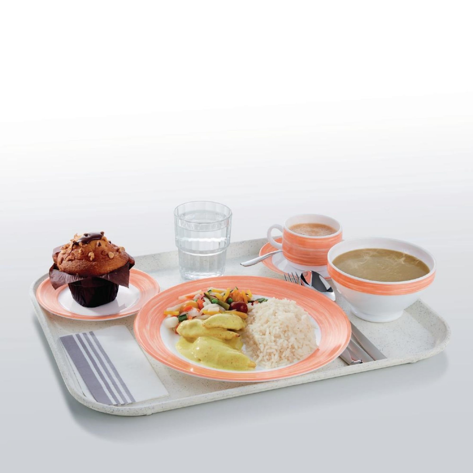 Picture of Arcoroc Brush Soup Plates Orange 225mm (12 Pack)