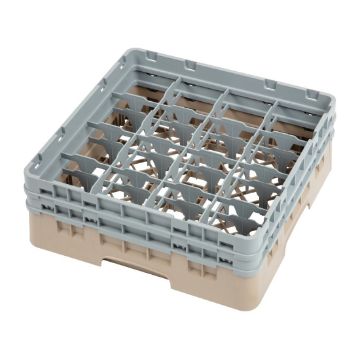 Picture of Cambro Camrack Beige 16 Compartments Max Glass Height 133mm