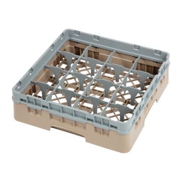 Picture of Cambro Camrack Beige 16 Compartments Max Glass Height 92mm