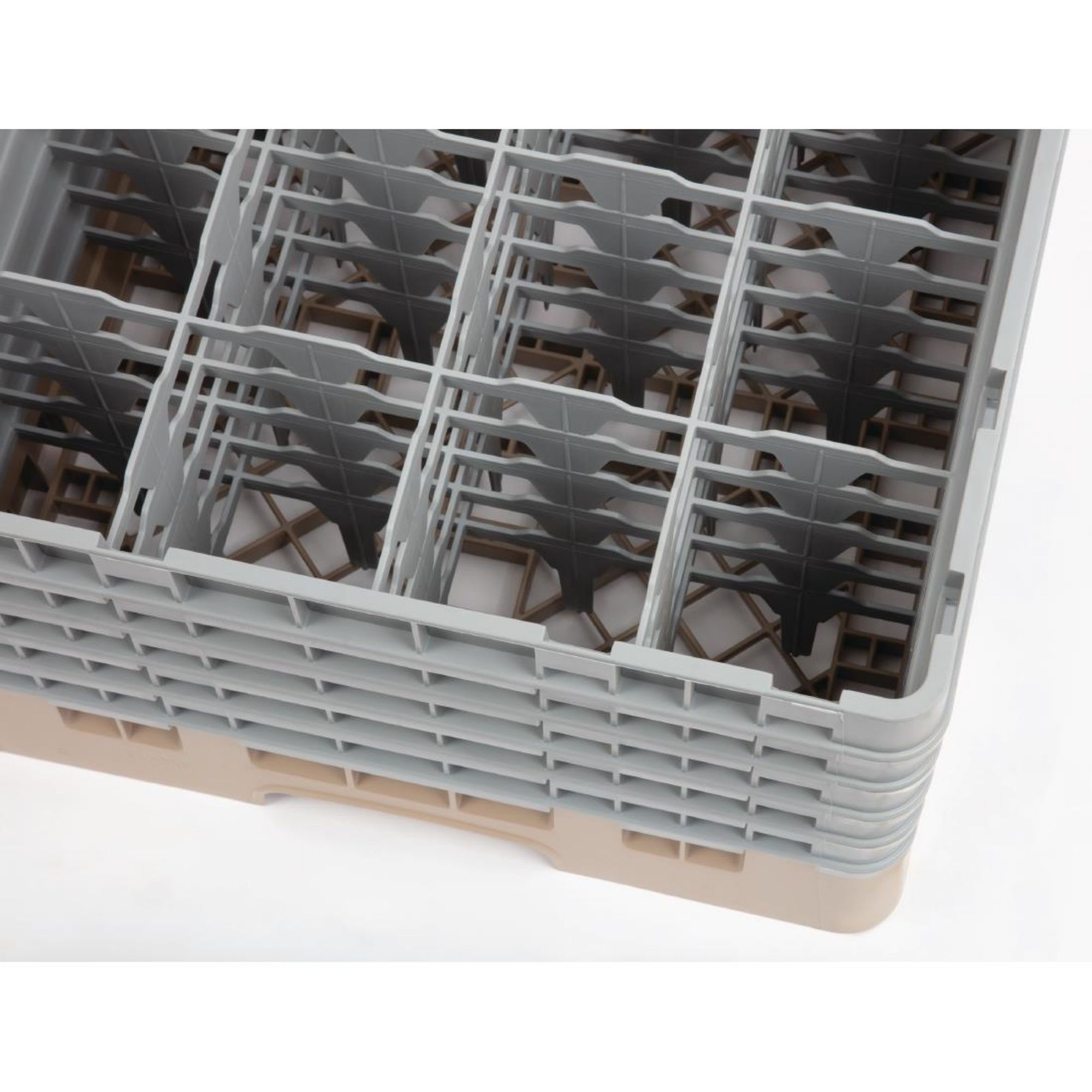Picture of Cambro Camrack Beige 16 Compartments Max Glass Height 257mm